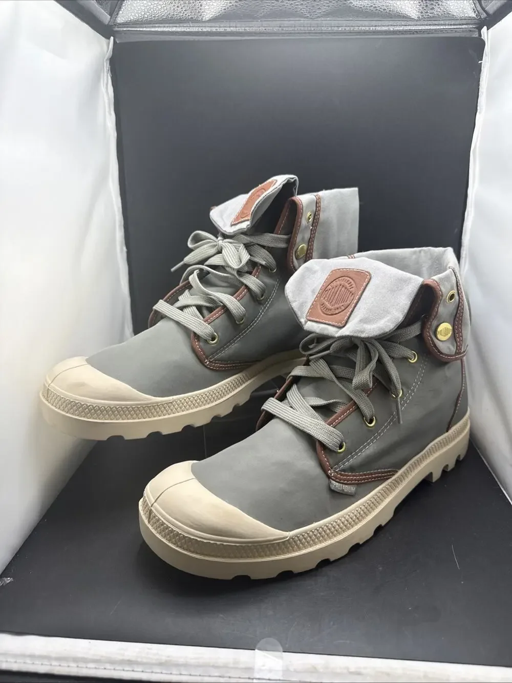 Palladium Baggy Canvas Boots Gray Fold Down High Top Men’s US 14 EU 48 73457
